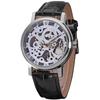 Reloj de Pulsera Mecánico de Cuerda Manual Fashion Winner para Hombre, Estilo Steampunk Esqueleto, Correa de Cuero Casual, Reloj de Pulsera de Gama Alta