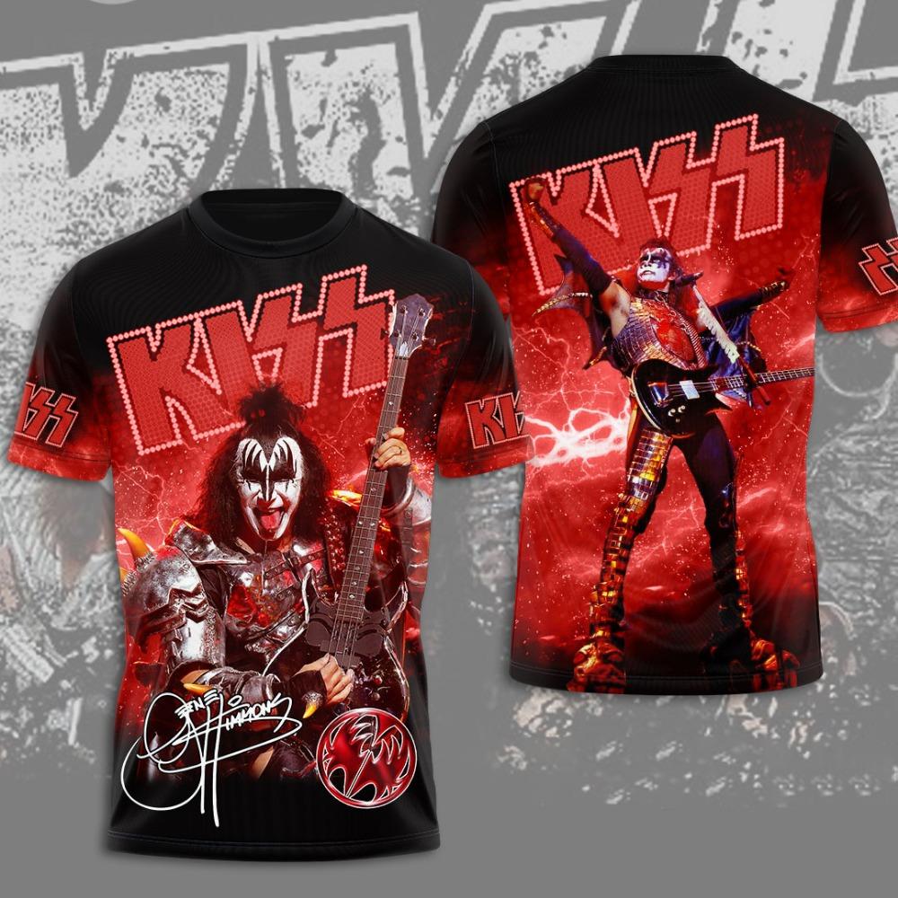 Kiss Band Cool Lässig Spaß Streetwear Hip Hop 3D Druck Herren/Damen Kurzarm T-Shirt Oversized Rundhals Tee Top Herren T-Shirt