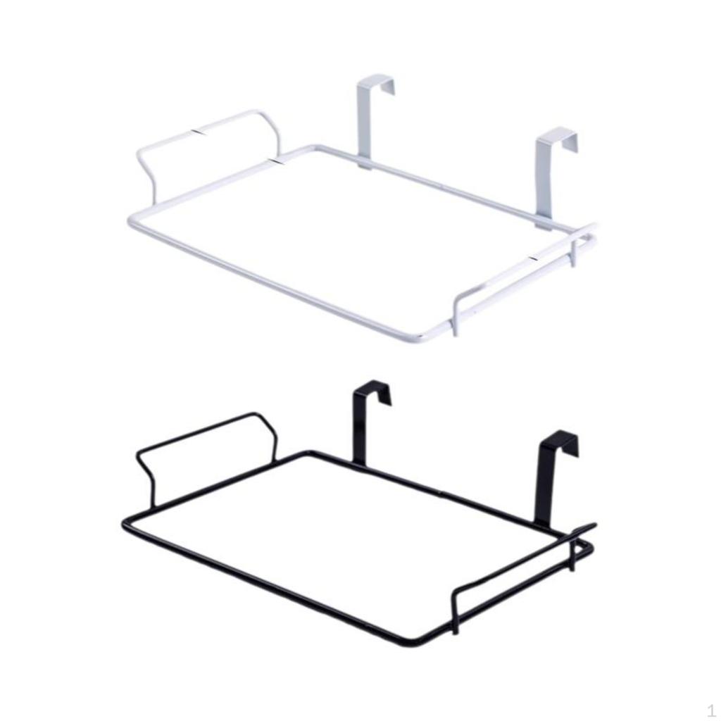 Trash Bag Holder Rack, Hanging Garbage Bin for Kitchen Cabinet Door Black 1pc