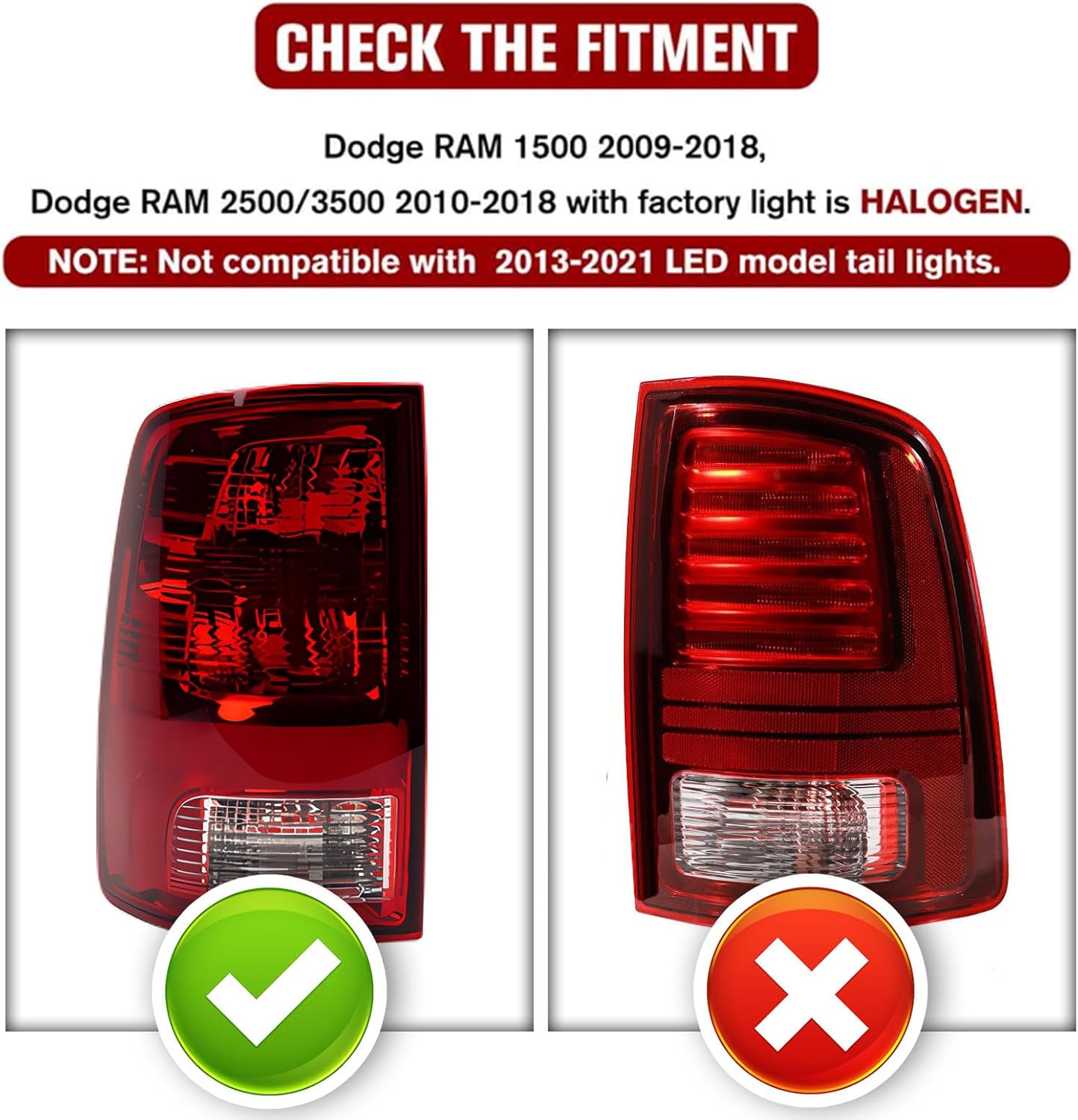 

LED Tail Lights for Dodge RAM 1500 2009-2018, Ram 2500 3500 2010-2018, Smoke Lens, 2PCS United States