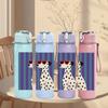 1PC Spotted Dalmatian Bust 750ml Color Plastic Sports Water Bottle Leakproof Flip Straw Lid For Sports Office Home Use