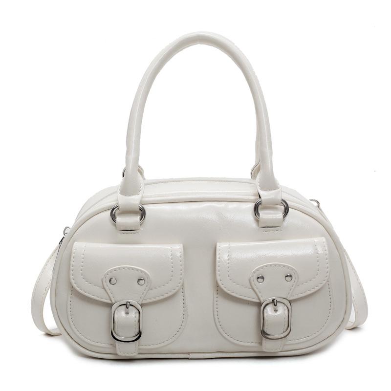 Retro niche handbag small bag women's 2025 new simple bowling bag versatile shoulder messenger bag