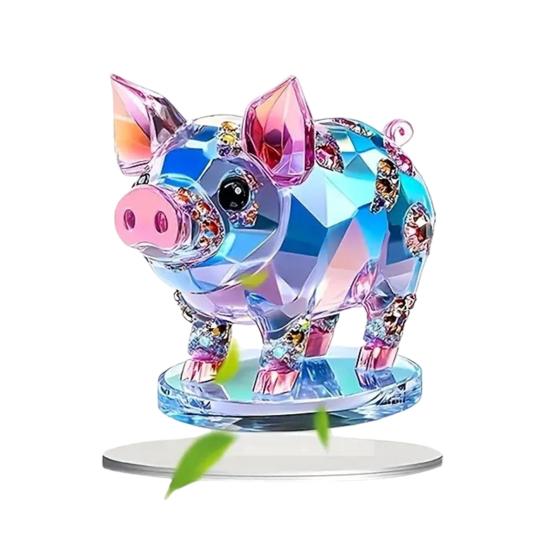 

2D Fake Crystal Horse Ornament with Base Flat Acrylic Horse Table Sign Home Office Bookshelf Desktop Decoration Birthday Gift A