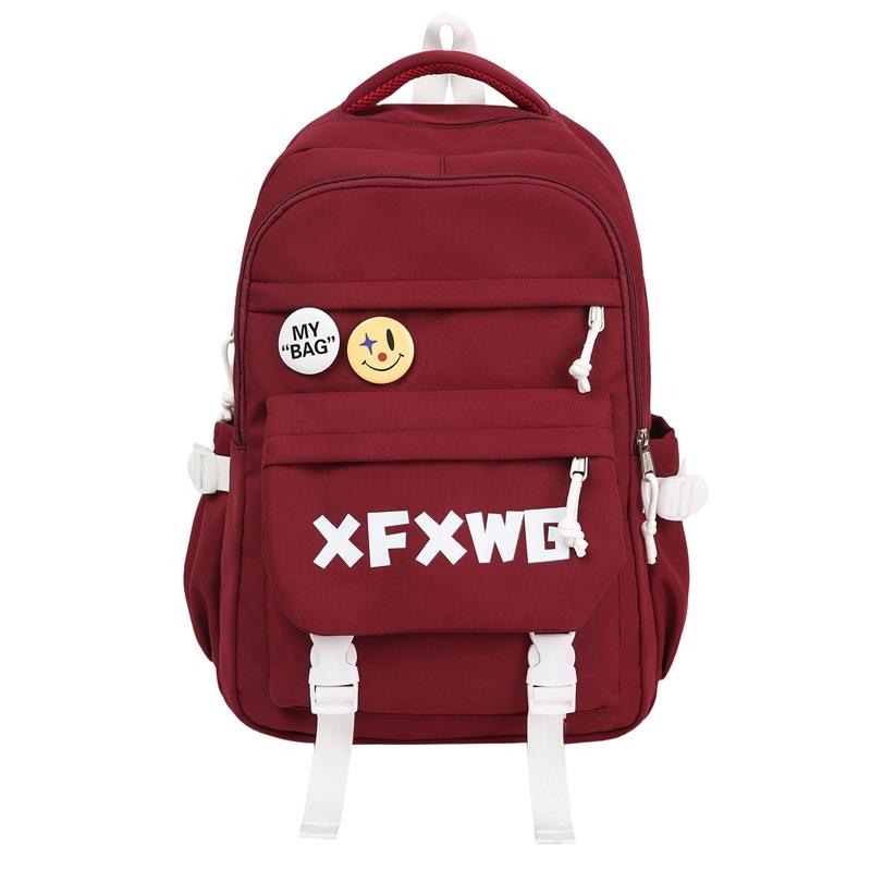 

Student Letter Schoolbag Women s Lightweight Backpack Men Campus Large Capacity Backpack красный