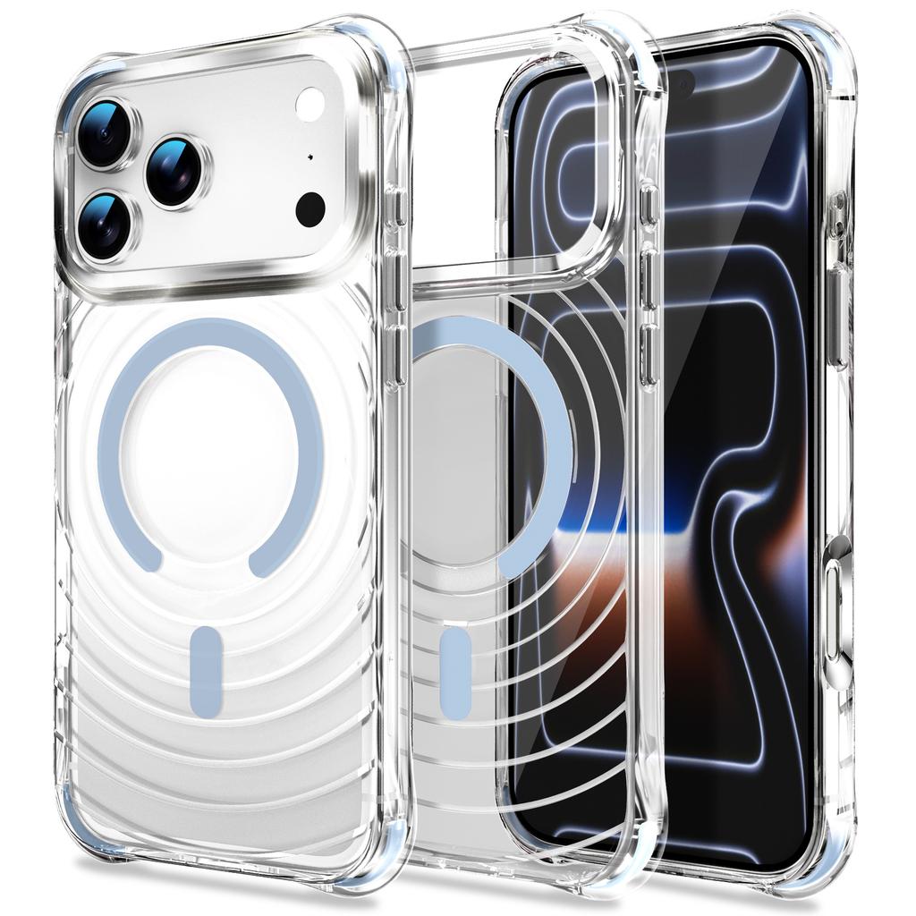 Applicable to iPhone18ProMax mobile phone case Apple 17 airbag transparent magnetic suction 16 four corners anti-drop 15 sets