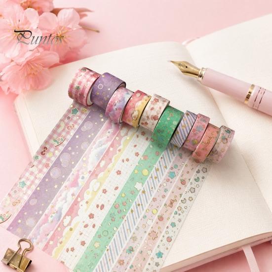 Metallic Luster Washi Tape 10 Rolls Foil Tape, Decorative Masking Tapes for Junk Journal Supplies, Arts, DIY Crafts, Planners, Scrapbook, Card Making,
