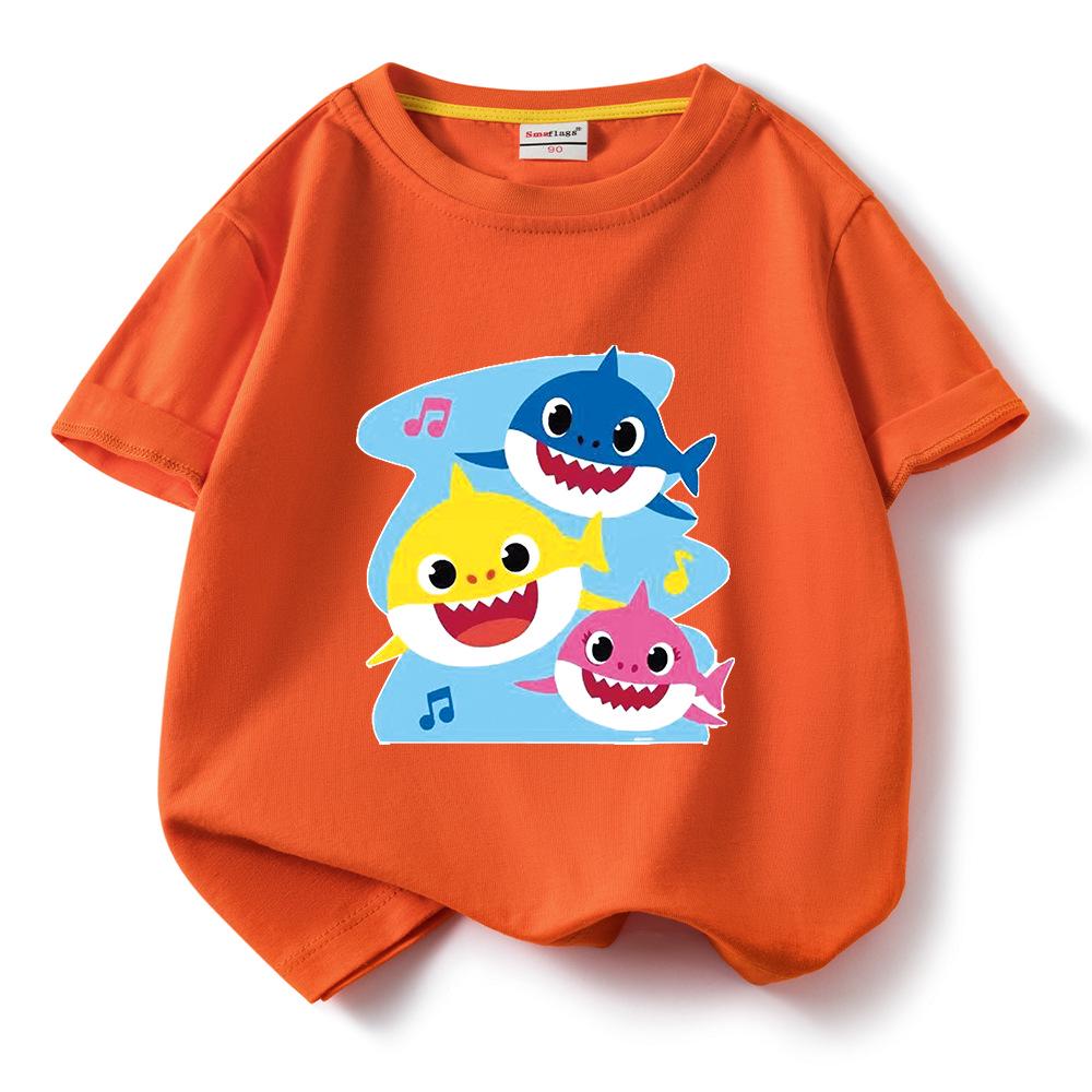 2024 Baby Shark Pure Cotton Short-Sleeve T-Shirt for Kids – Boys' and Girls' Summer Wear