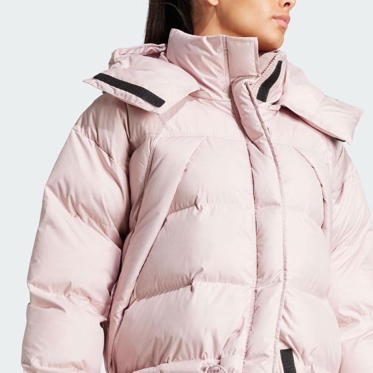 adidas X Stella McCartney Giacca Imbottita Media Lunghezza con Stampa Lettere Antivento Impermeabile Sportiva Ampia Cappotto con Cappuccio Giacca Donna Rosa IT5745