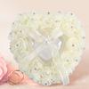 Boîte de Mariage Romantique en Forme de Cœur Décorée de Strass Coussin(blanc)