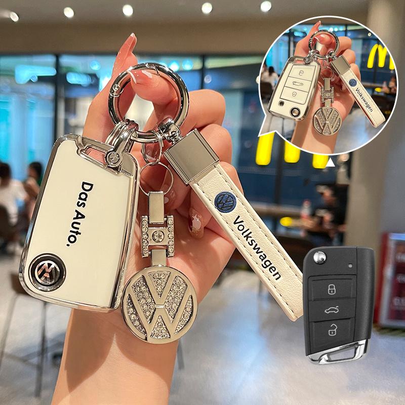 TPU Key Fob Cover with Keychain Lanyard For VW Volkswagen Accessories Atlas Golf GTI Jetta Tiguan Car Key Case Full Protection Ze4