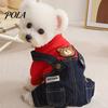 Stylisches Sweatshirt Hunde-Overall, Vierbeiniges Hunde-Outfit, Niedliche Bärenstickerei, Jeans-Strampler Overall Kleidung für Kleine Hunde