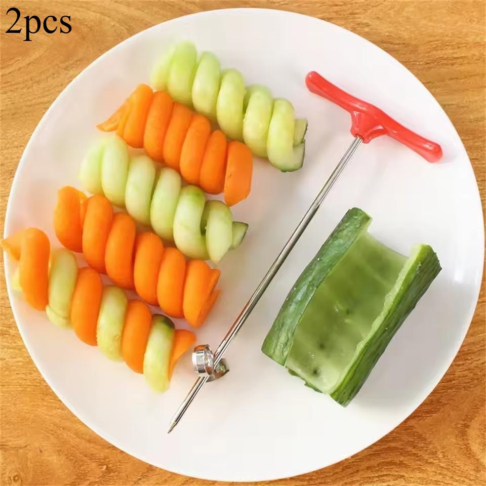 2pcs Vegetable Twist Potato Spiral Slicer Manual Spiral Slicer Kitchen Vegetable Flower Cutter Creative Vegetable Cutting Tool