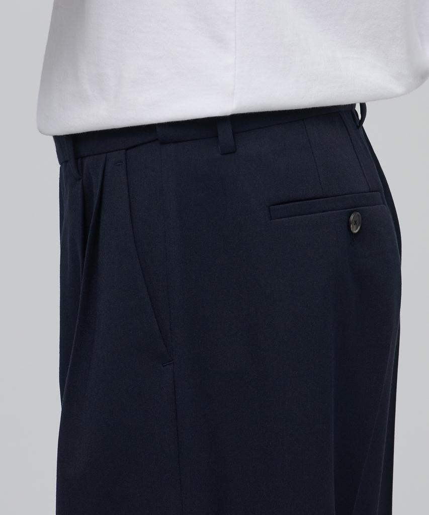 MUSINSA STANDARD Super Wide Hidden Banding Slacks [Navy]
