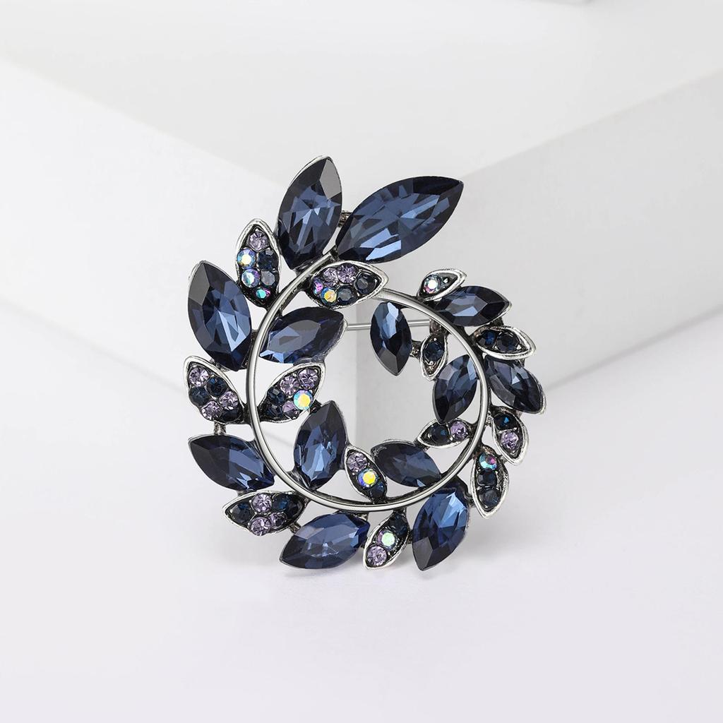Exquisite Olive Branch Rhinestone Brooch - Elegant Women's Corsage Accessory