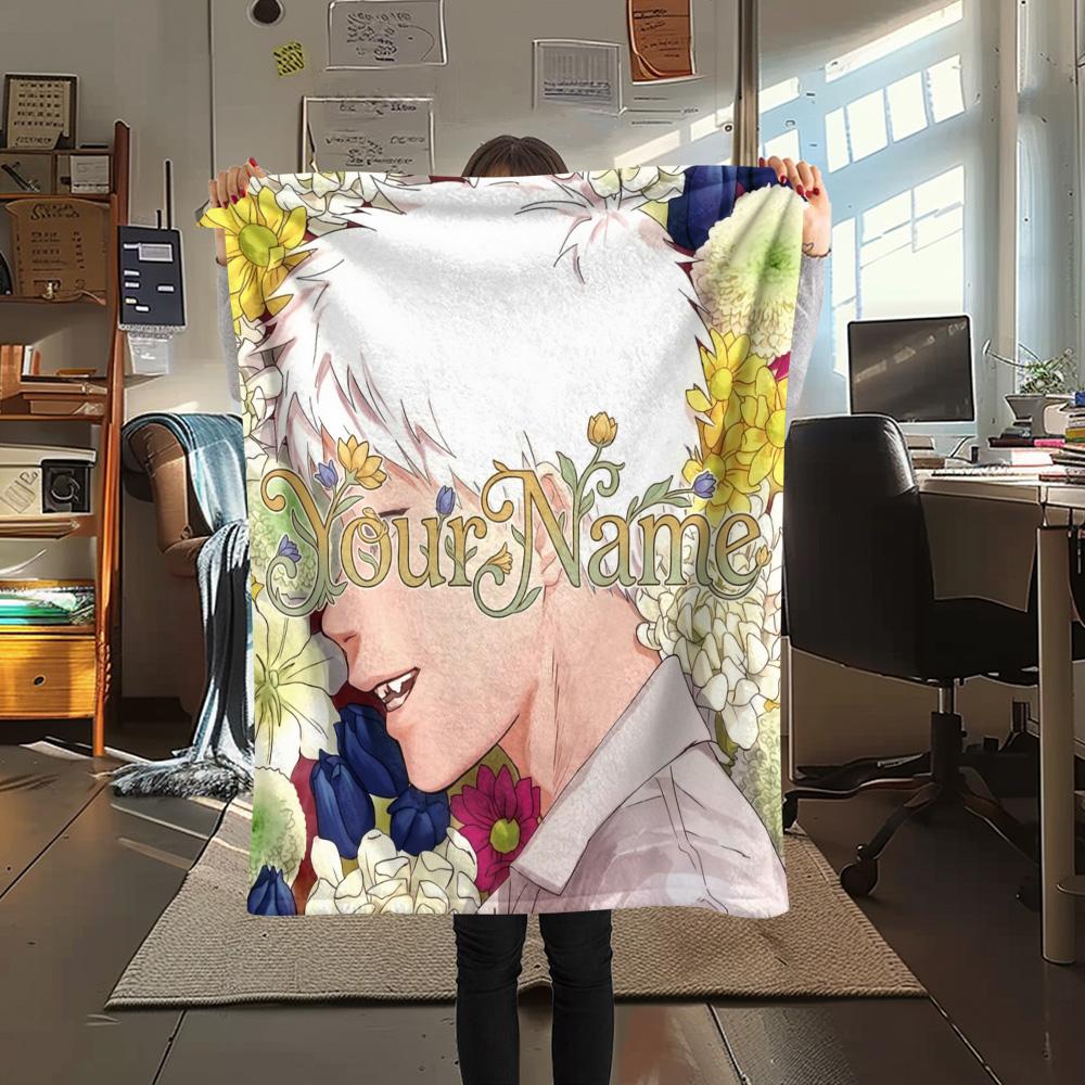1PC Flame Friendship Custom Name Patterned Flannel Blanket Suitable For All Seasons For Home Decor Warmth And Comfort Gifts Holiday Present