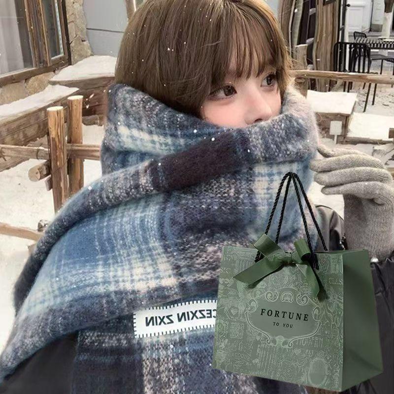 

Tonglu new plaid scarf women s atmosphere versatile shawl thickened to keep the trend one size fits all темно-коричневого