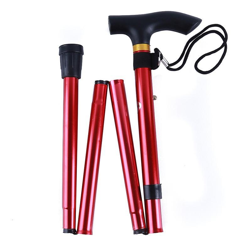Telescopic Aluminum Alloy Shock-Absorbing Ultra-Light Adjustable Elderly Walking Cane with Straight and Curved Handle Options
