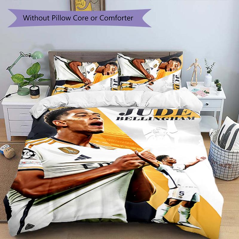 3pcs Jude Bellingham Pattern Bedding Set Duvet Cover Set Includes Duvet Cover &pillowcases,perfect All Season Bedroom Decoration&gift