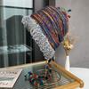 Fashion Handmade Crochet Colored Wool Hat Women Lace-Up Plush Edge Pullover Cold Hat Autumn And Winter Lei Feng Hat