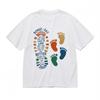 Women's Classic T-Shirt Colorful Footprint and Text Father's Day Cotton