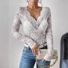 2024 Autumn/Winter Floral Lace Fan-Shaped Blouse for Women