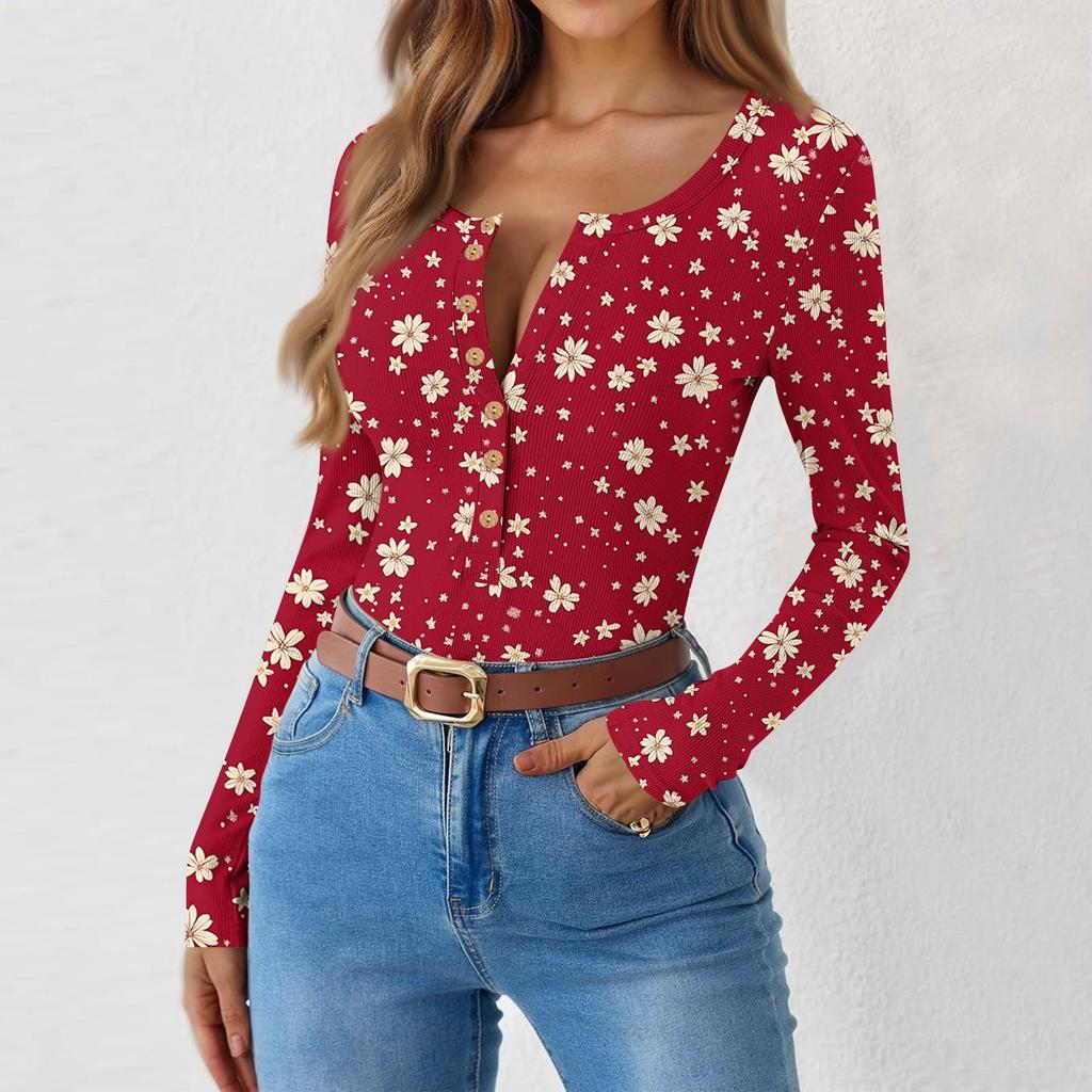 Women's Slim Bottom T-shirt Fashion Casual Gradient Printing Round Neck Pullover Long Sleeve Top