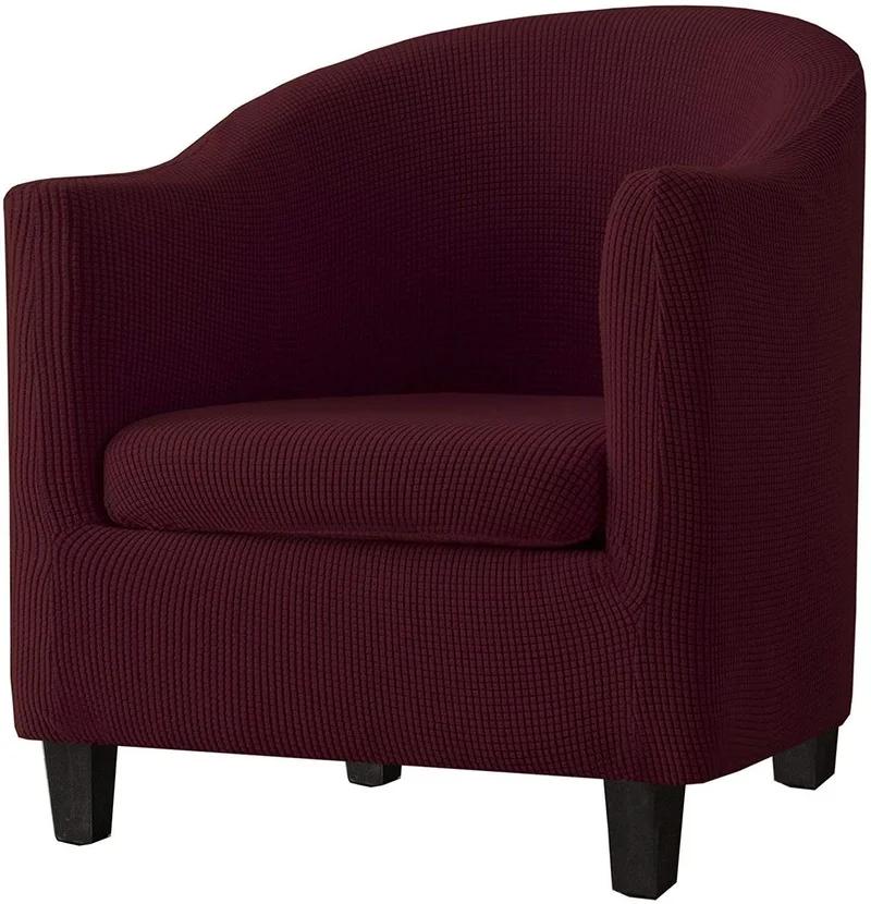 Чехлы для стульев-ванн в стиле Split с чехлом для подушки съемный чехол для клубного кресла с высокой эластичностью защитный чехол для мебели вино красного 3970₽