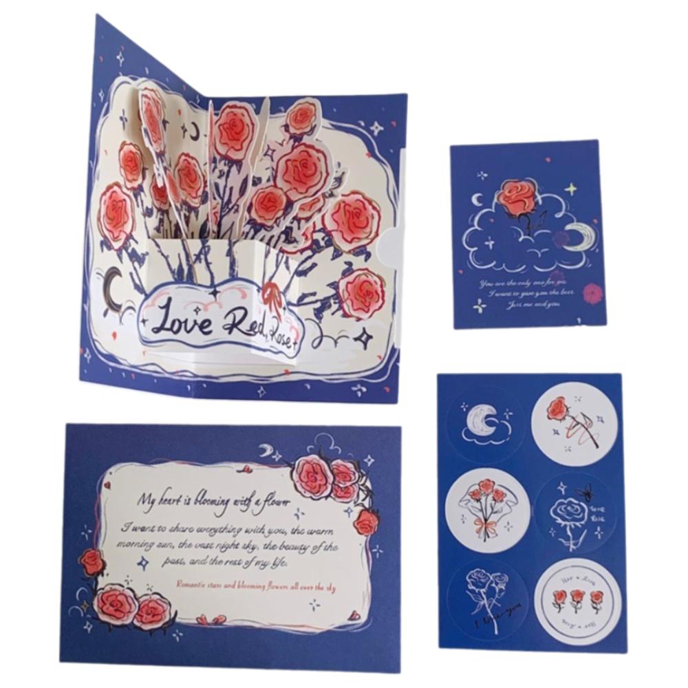 Surprised 3D Greeting Card Pop Up Love with Envelope Blessing Card Rose Valentine's Day Card Wife Girlfriend Gift
