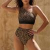 Women S Two Piece Bikini Set Sexy Printed One Shoulder Swimsuit