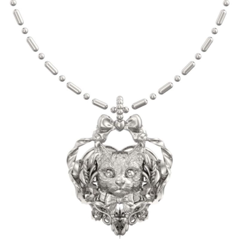 

tomorrowobject cat portrait. custom pendant antique silver