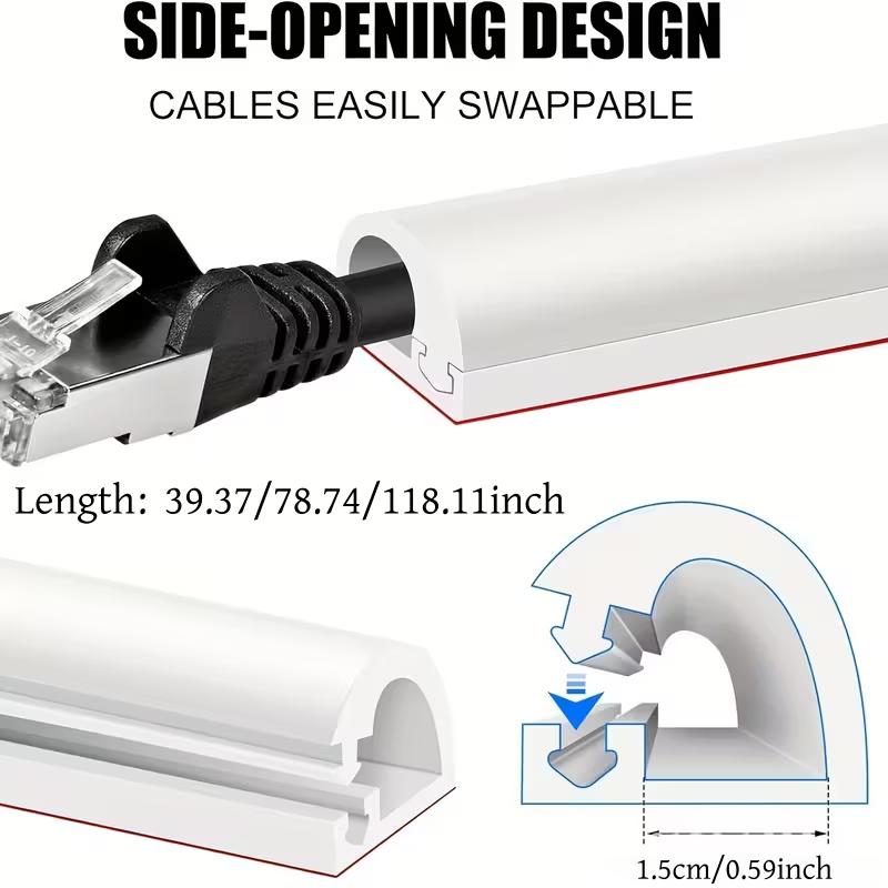 1PC 1m/2m/3meters Cable Hider,Flexible Cable Concealer for Wall Mounted TV, Self-Adhesive Cord Hider