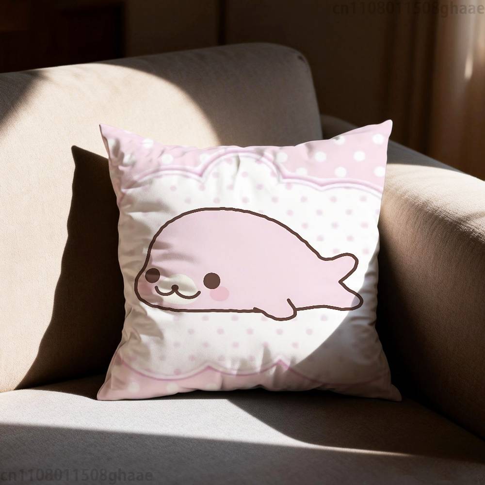 PINK Kawaii MMamegoma Pillow Case Square DoubleSided Printing Short Plush Sofa Cushion Cover Bedroom Bedside Pillow