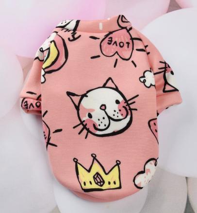 

Pet Dog Warm Clothes Autumn Winter Soft Fabric Cartoon Print Lightweight Comfortable Fit Pullover for Small Medium Dogs One Size