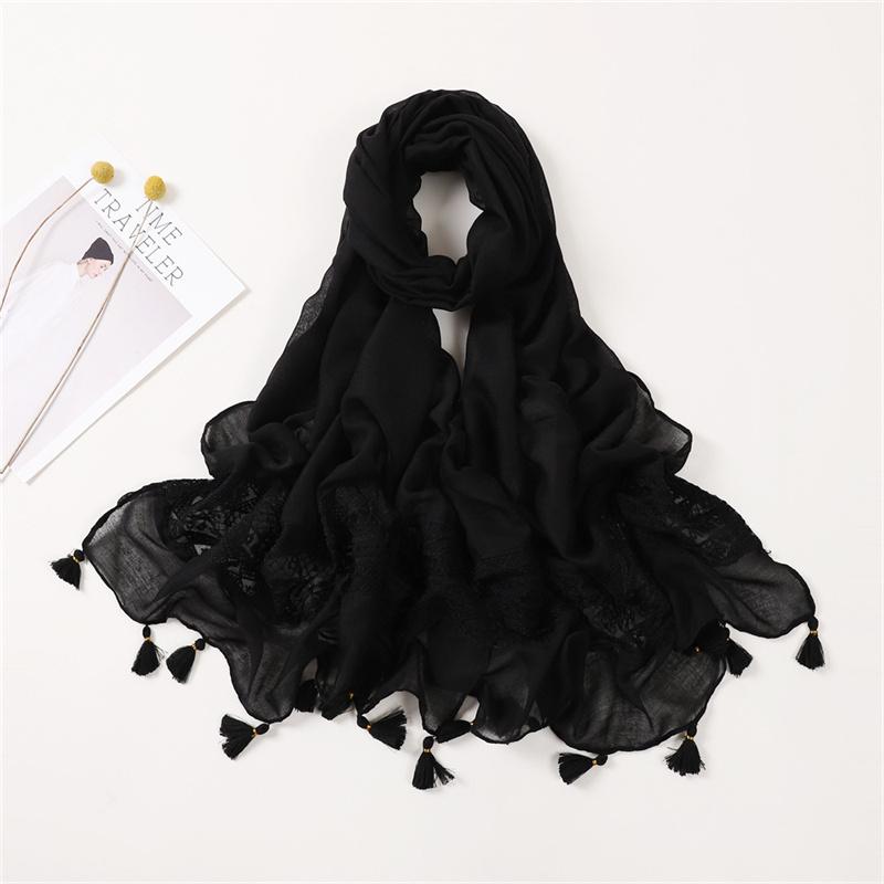 

Fashion Autumn Cotton Viscose Scarf Lace Floral Patchwork Shawls Wrap Neck Hair Tie Band Beach Hijab Head Female Foulards Snood