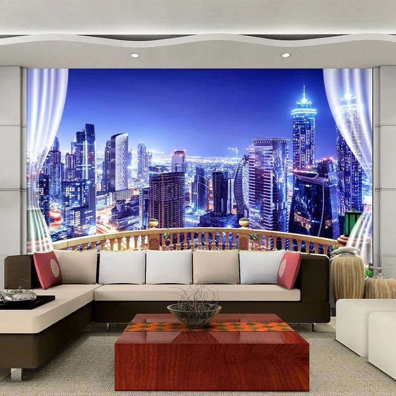 Custom 3D Wallpaper City Building Night Landscape Photo Wall Mural Living Room Bedroom Background Wall Papers Papel De Parede