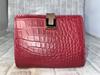 GUODI Wallet with Card Genuine Crocodile Matte Bi-fold Case, Leather, Finish, TK-10CW037 (Ruby)