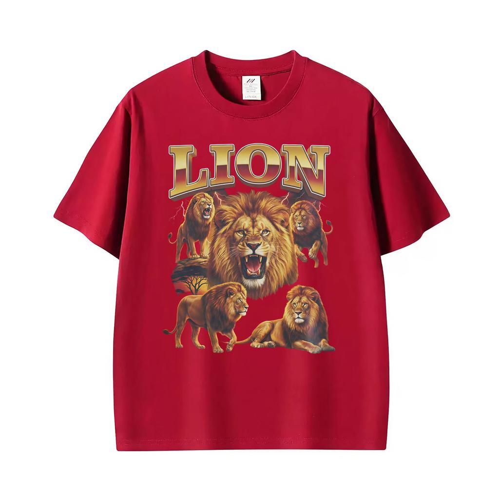 African Safari King Vintage Lion Graphic T Shirt Unisex Classic Fashion Oversized Tshirts Unisex Casual Cotton Short Sleeve Tshirt