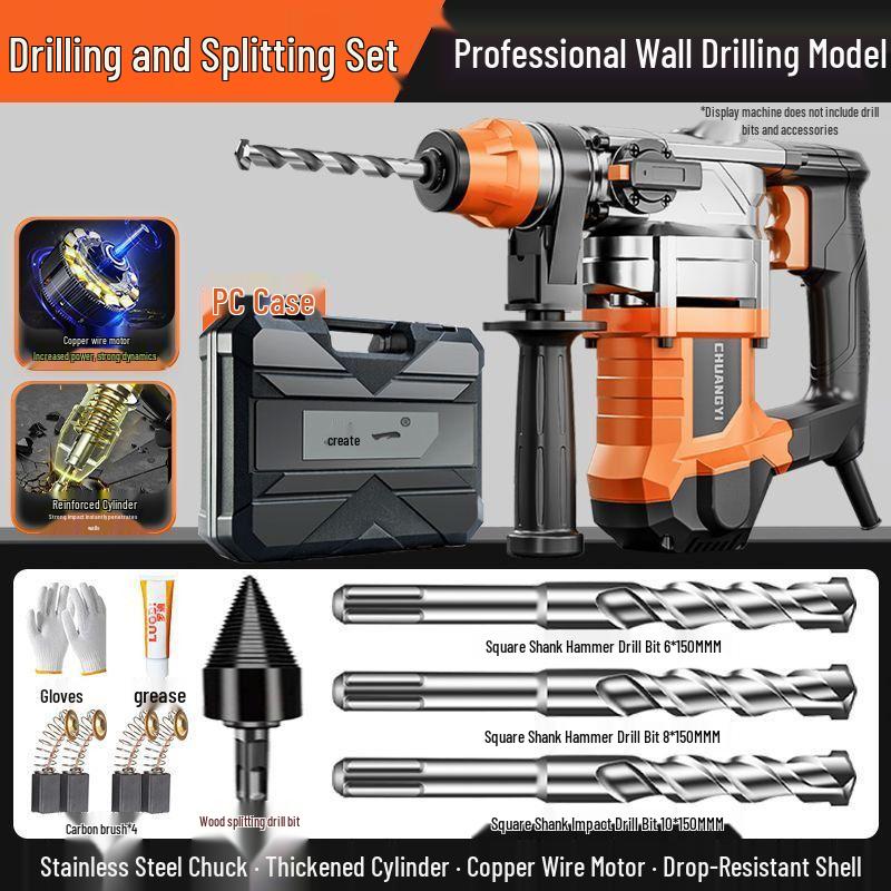 Industrial Grade Multi-Functional Heavy Duty Electric Hammer with Three-in-One Impact for Professional Engineering and Chiseling
