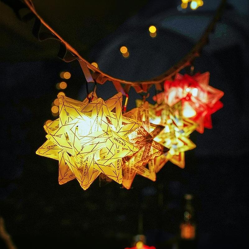 Outdoor Polestar Pp Board Lampshade Diy Camping Colorful Waterproof Hollowed-Out Lampshade Decorative Lantern Accessories