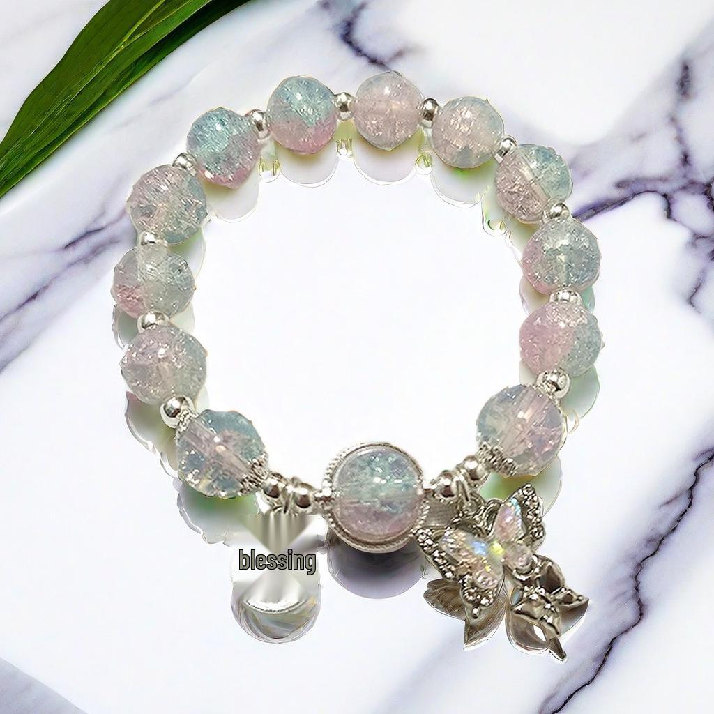 Super Fairy Forest Gradient Glass Bracelet - Chic Chinese Style Gift for Women and Best Friends, Lightweight Luxury Accessory