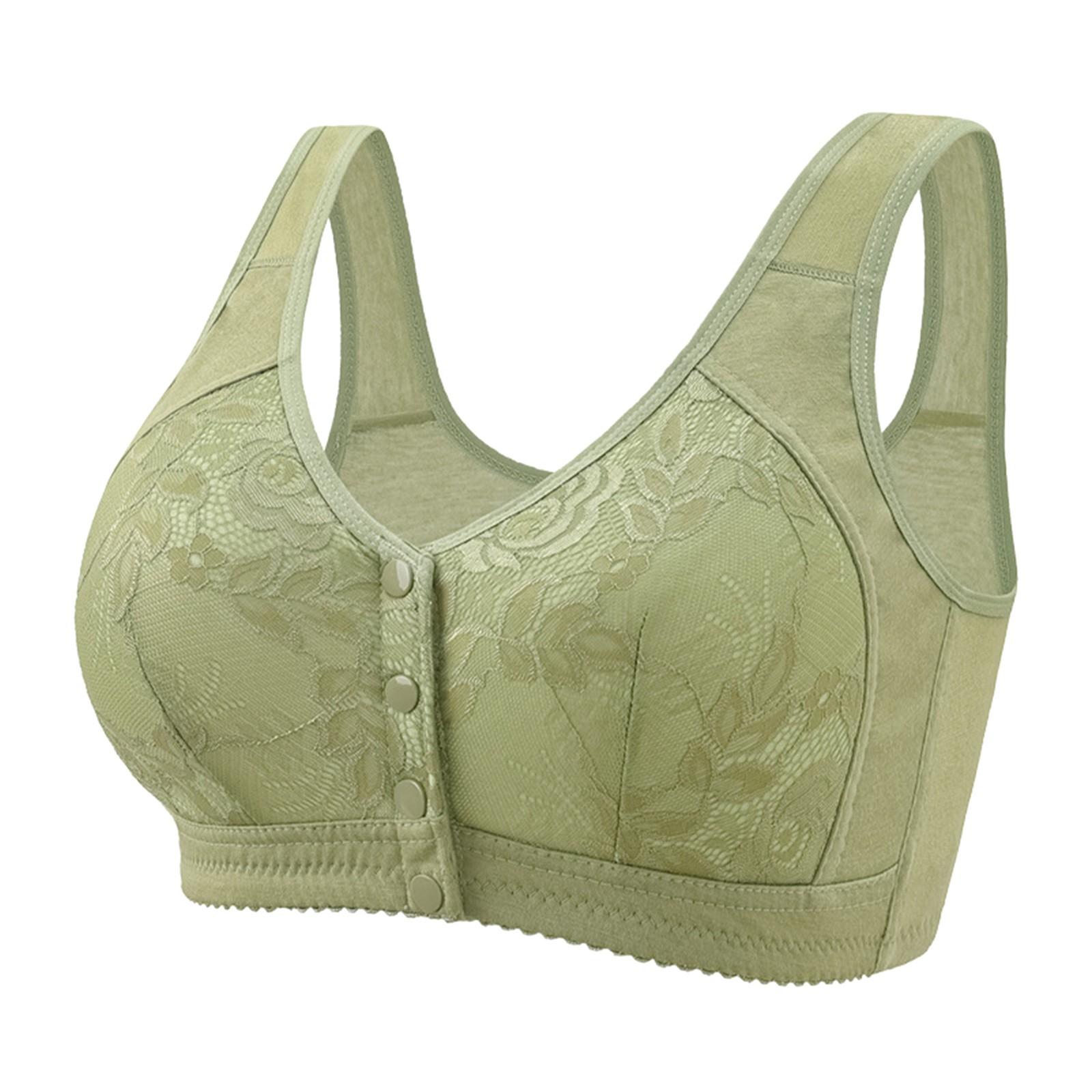 Women s Front Closure Lace Bra with Full Coverage, Comfortable Wireless Support, Adjustable Straps, Red Color 38