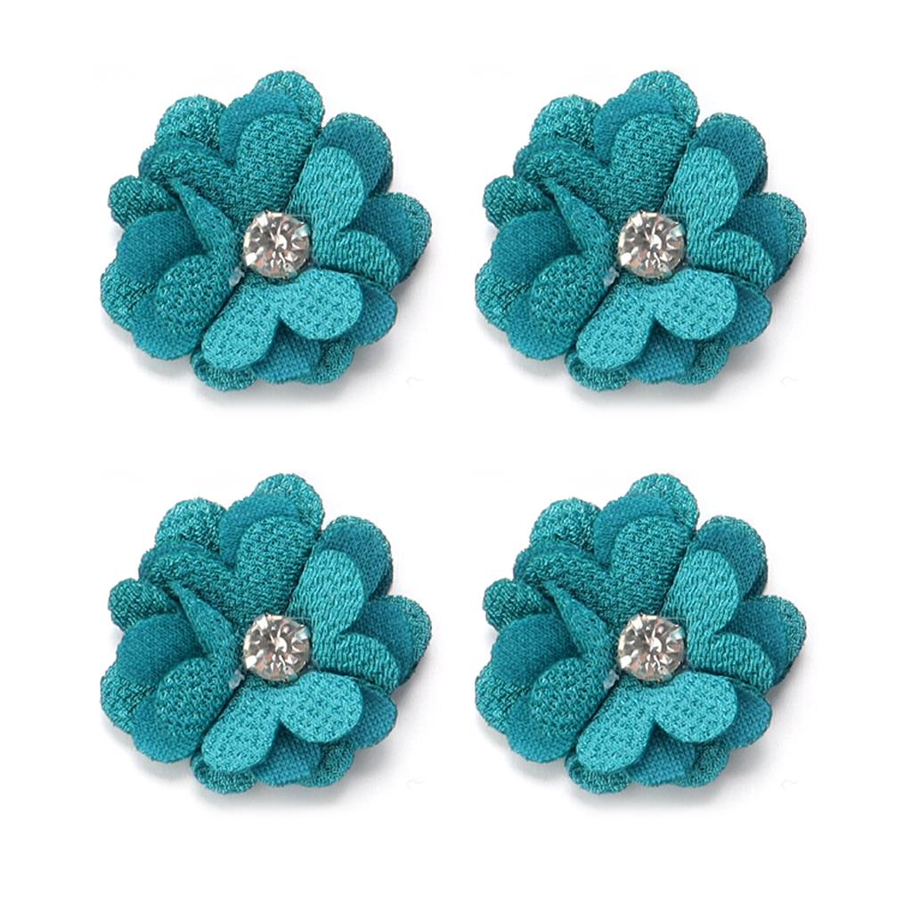 10pcs Colorful Fabric Flower 3.5cm Rhinestone Flower Core Pearl Hemp Flower Applique For DIY Clothing Sewing Headwear Decoration