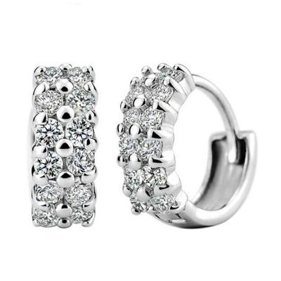 925 Silver Double Row Diamond Ear Clip Jewelry Silver Jewelry Korean Style Earrings