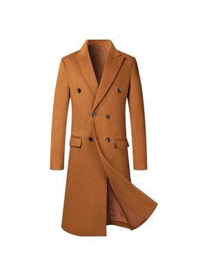European Size Men's Long Wool Over-the-Knee Coat, Autumn/Winter