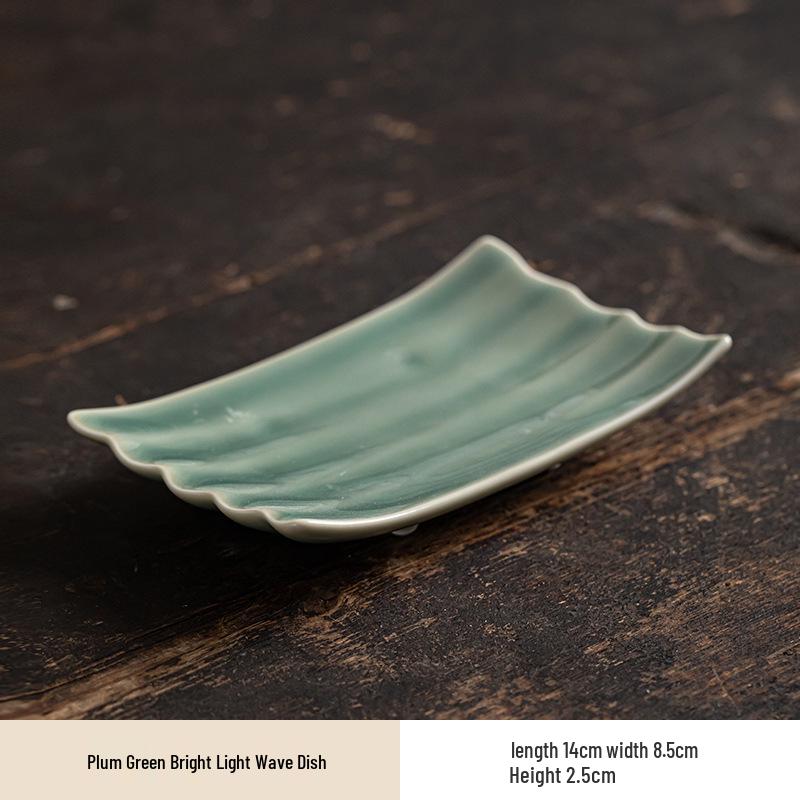 High-Legged Ceramic Plate for Tea, Snacks, Pastry, Fruit, Dim Sum, or Towel Tray - Chinese-Style Serving Dish