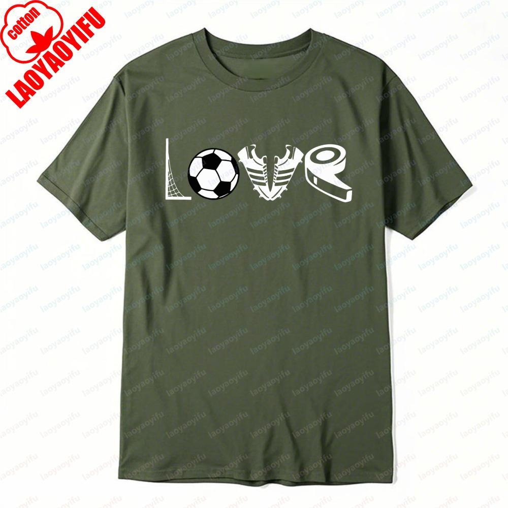 

Love Soccer TShirt Creative Sport Elements Casual Cotton Tee Soccer Part Supplies Vintage Classic Breathable Mens Clothing S