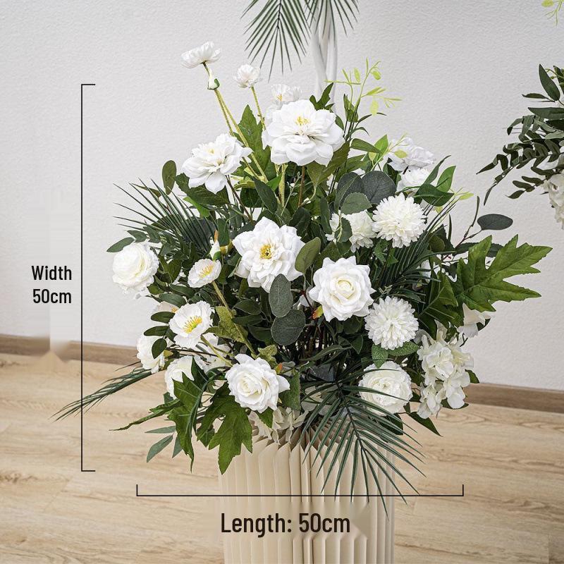 New Floral Ground Row Silk Flower Arrangement for Engagement & Wedding Decor - Large Size, Elegant Design