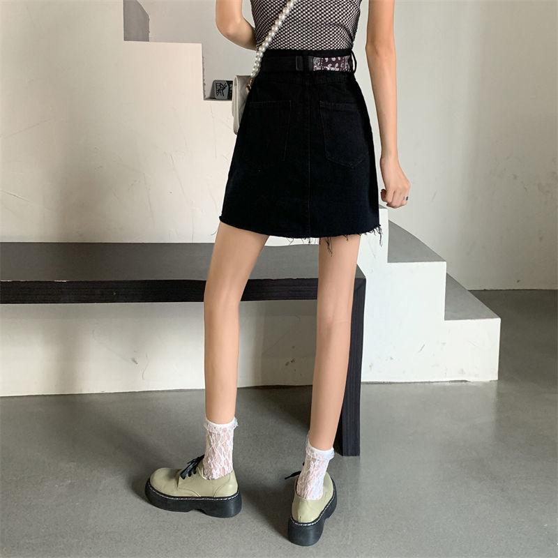 Юбка-трапеция Модная тенденция Y2k Jean Summer Ins Design Sense Slit Высокая талия — фото 9