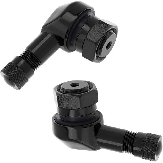 Windance 2pcs 90 Degree CNC Motorcycle Tire Valve Stems for Most Bike 10 mm to11.3 mm Tubeless Tires Easy tallation (Black)
