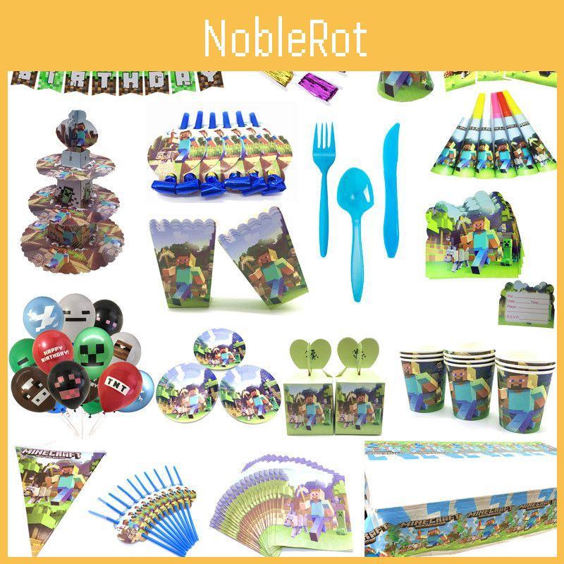 Shower Minecraft Baby Birthday Party Supplies Decoration Tableware Disposable